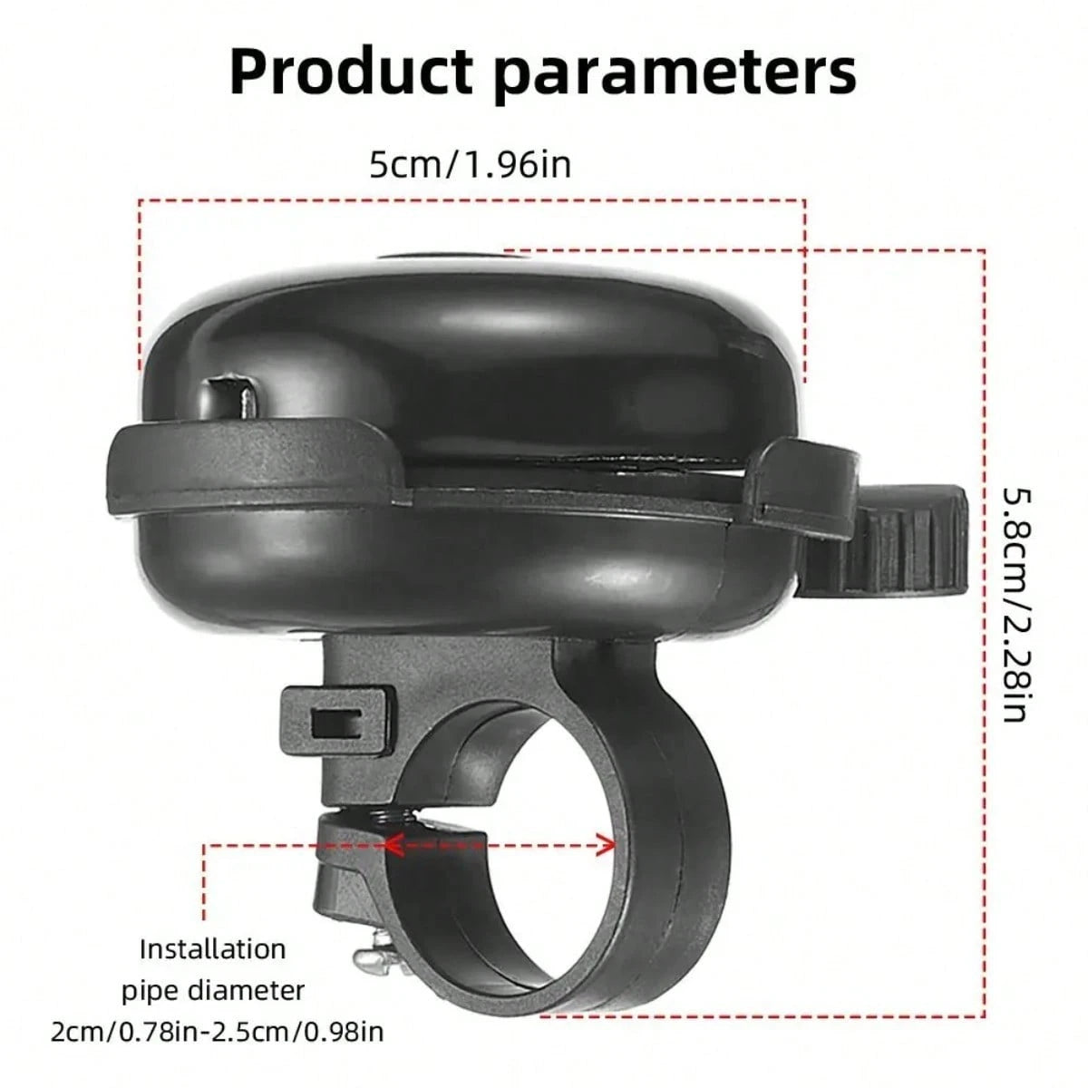 2pcs Black Bicycle Bell- Made Of Anodized Aluminum And Polypropylene, Rust-Proof And Waterproof, Clear And Loud Sound, Suitable For Adults, Tool-Free Installation On Any Bicycle