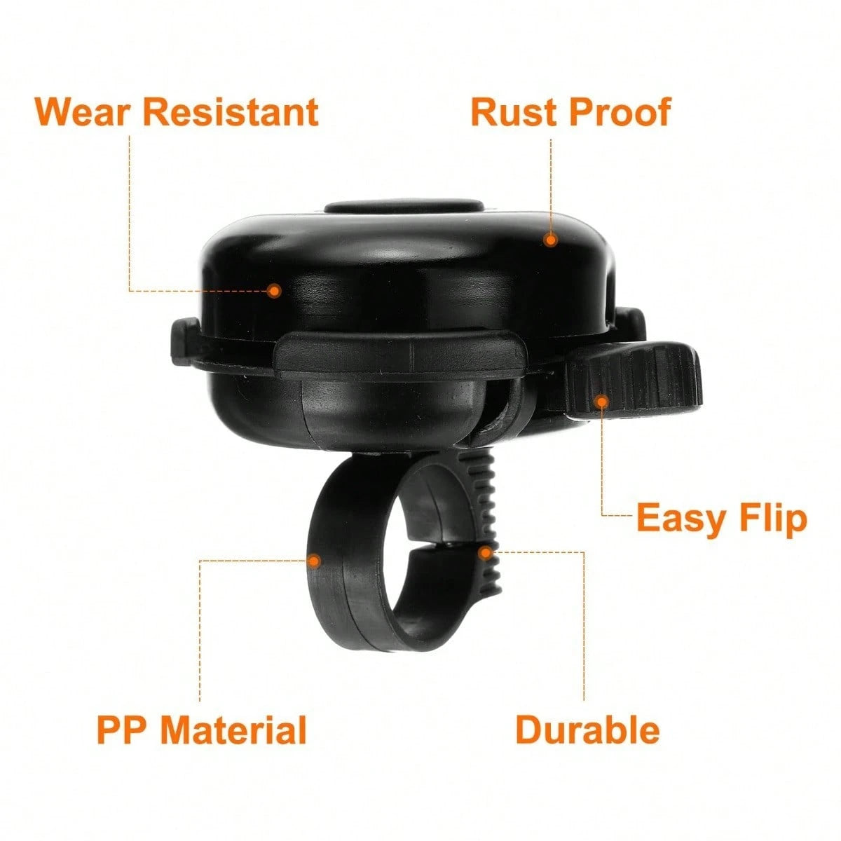 2pcs Black Bicycle Bell- Made Of Anodized Aluminum And Polypropylene, Rust-Proof And Waterproof, Clear And Loud Sound, Suitable For Adults, Tool-Free Installation On Any Bicycle
