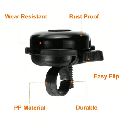 2pcs Black Bicycle Bell- Made Of Anodized Aluminum And Polypropylene, Rust-Proof And Waterproof, Clear And Loud Sound, Suitable For Adults, Tool-Free Installation On Any Bicycle