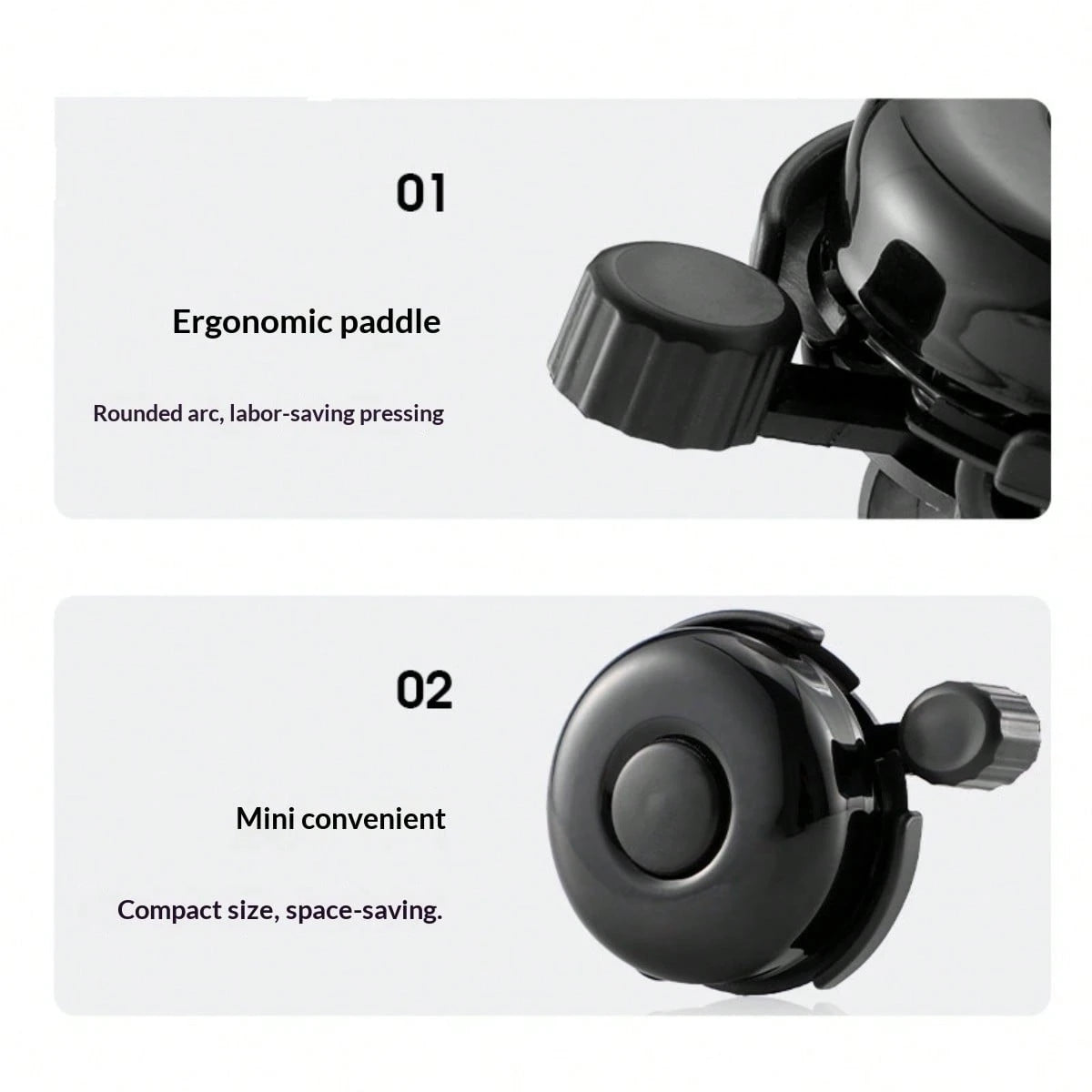 2pcs Black Bicycle Bell- Made Of Anodized Aluminum And Polypropylene, Rust-Proof And Waterproof, Clear And Loud Sound, Suitable For Adults, Tool-Free Installation On Any Bicycle