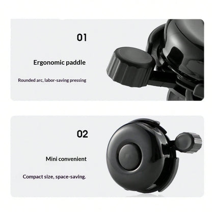2pcs Black Bicycle Bell- Made Of Anodized Aluminum And Polypropylene, Rust-Proof And Waterproof, Clear And Loud Sound, Suitable For Adults, Tool-Free Installation On Any Bicycle