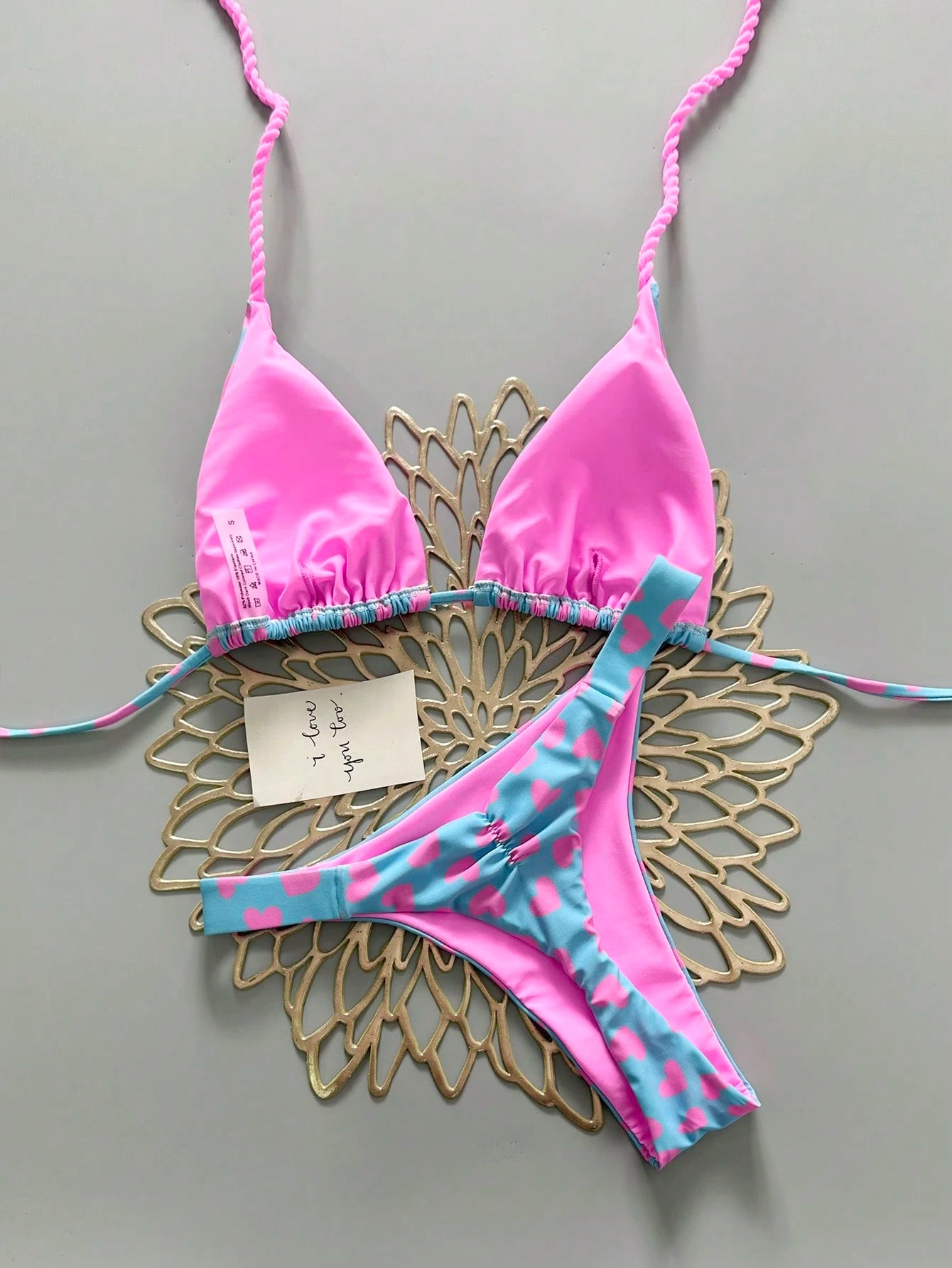 2pcs Casual Cute Elegant Sexy Bohemian Floral Tie-Up Braided Bikini Swimwear, Beach Vacation, Spring/Summer