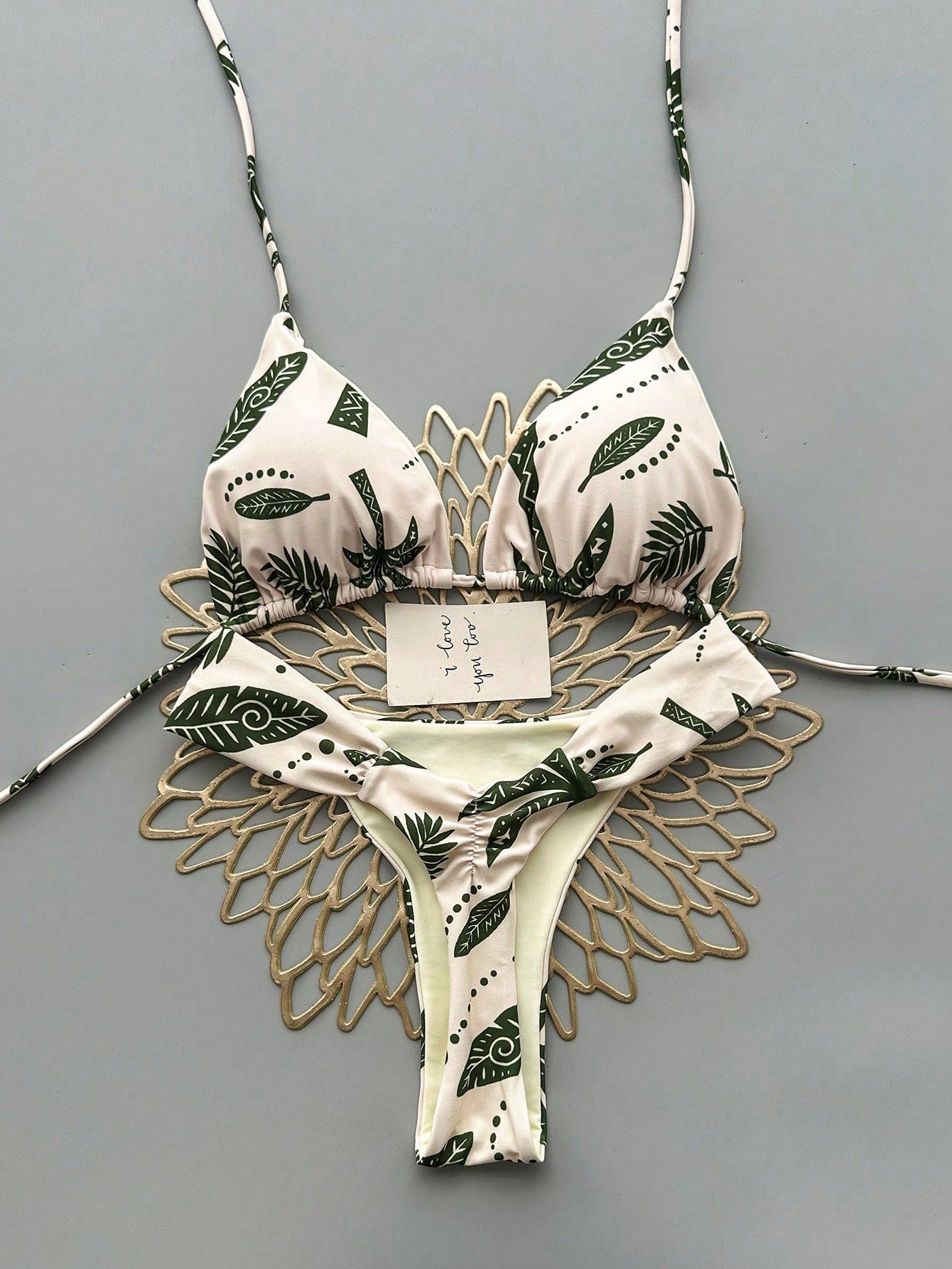 2pcs Casual Cute Elegant Sexy Bohemian Floral Tie-Up Braided Bikini Swimwear, Beach Vacation, Spring/Summer