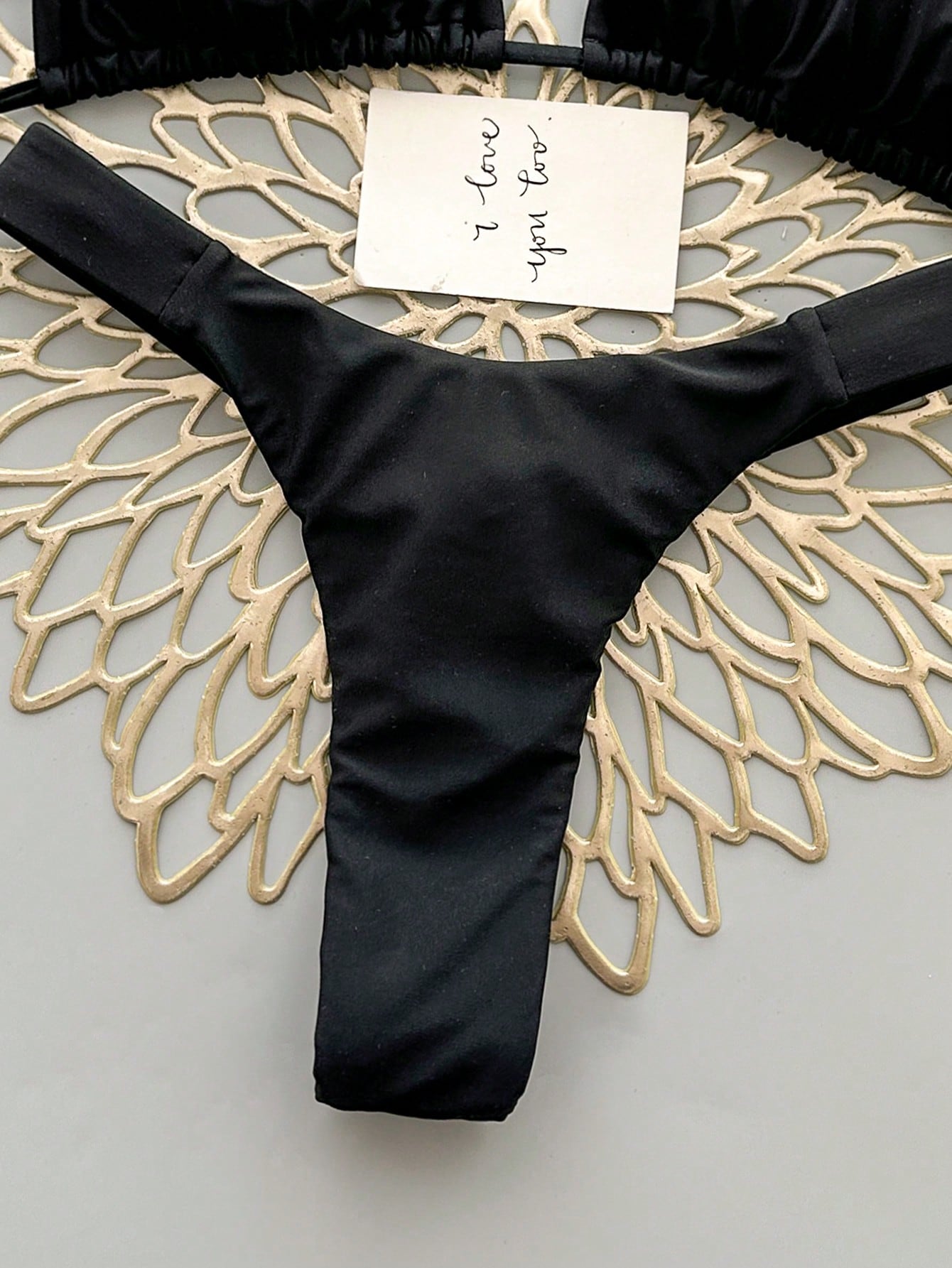 2pcs Casual Elegant Sexy Bohemian Floral Print Tie-Up Braided Bikini Swimwear, Suitable For Beach & Holiday, Spring/Summer Vacation Black, Aesthetic