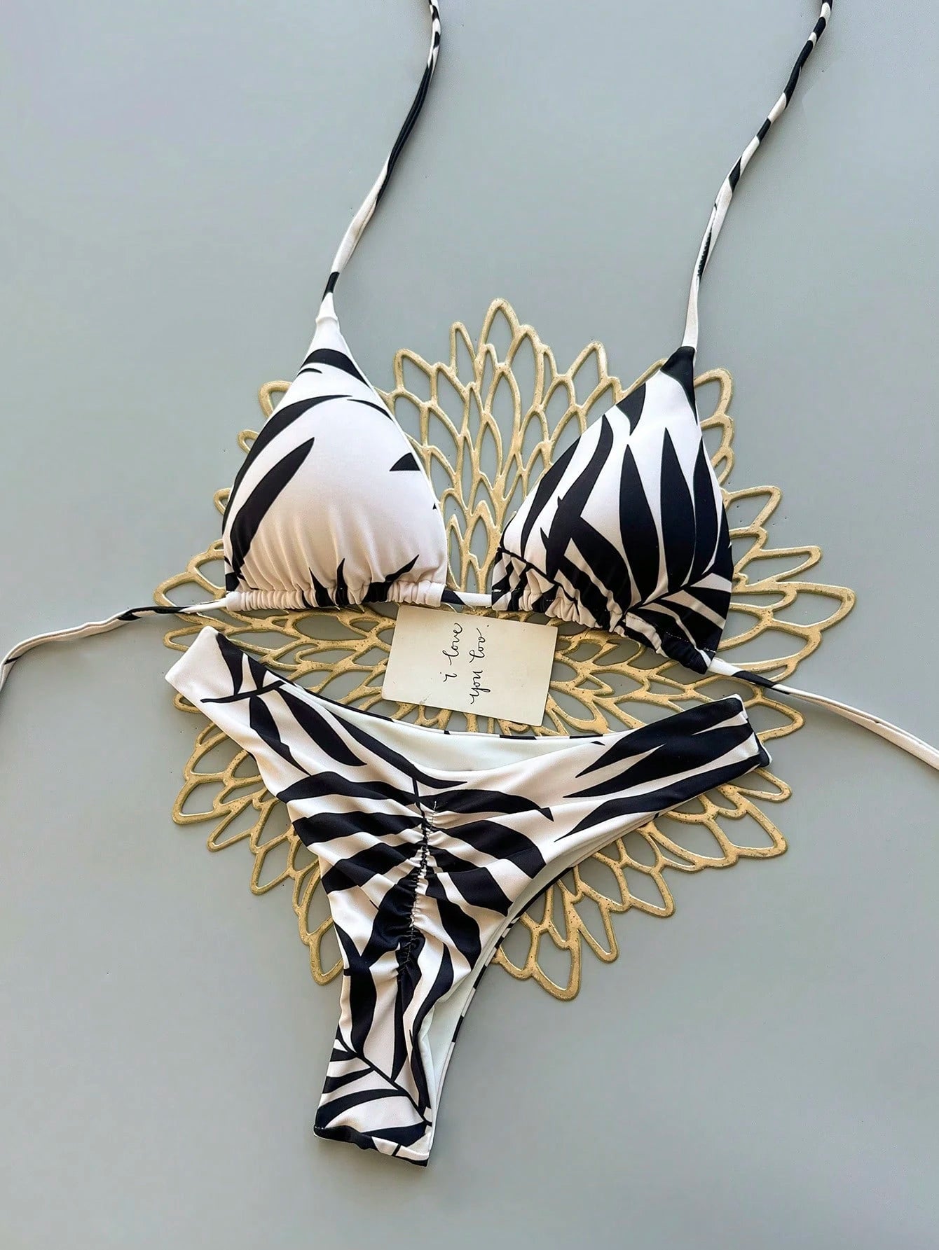 2pcs Casual Elegant Sexy Bohemian Floral Tie-Dye Contrast Trim Bikini Swimwear, Suitable For Beach & Holiday, Spring/Summer Vacation, Resort Wear