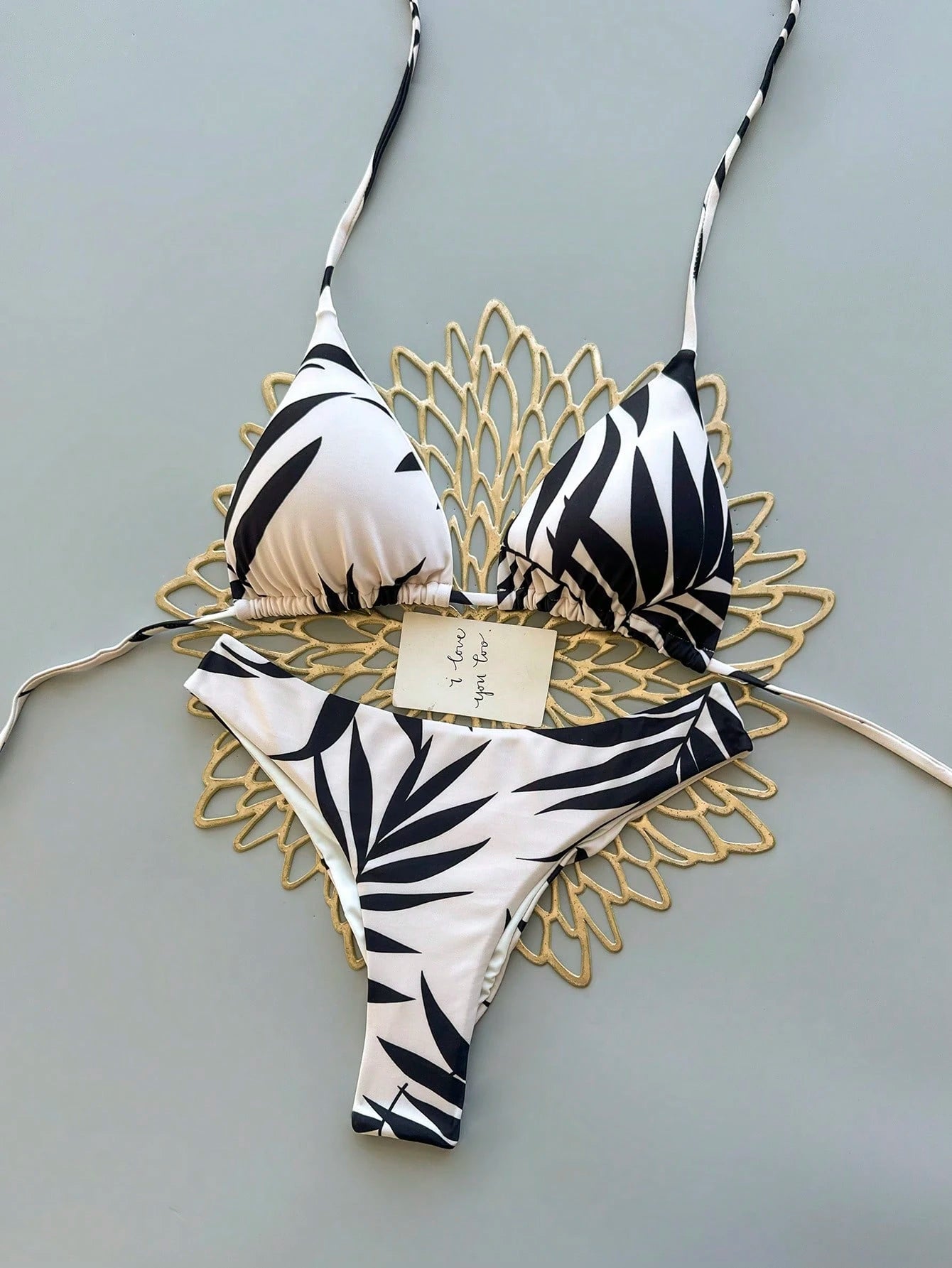 2pcs Casual Elegant Sexy Bohemian Floral Tie-Dye Contrast Trim Bikini Swimwear, Suitable For Beach & Holiday, Spring/Summer Vacation, Resort Wear