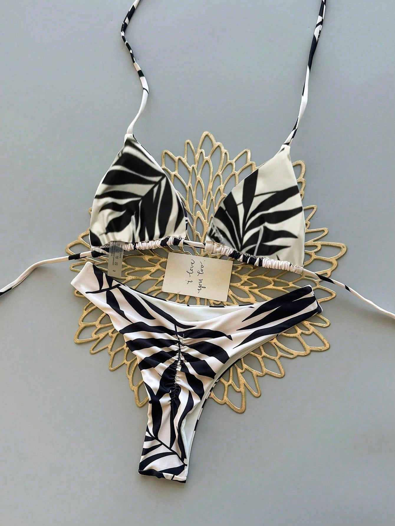 2pcs Casual Elegant Sexy Bohemian Floral Tie-Dye Contrast Trim Bikini Swimwear, Suitable For Beach & Holiday, Spring/Summer Vacation, Resort Wear