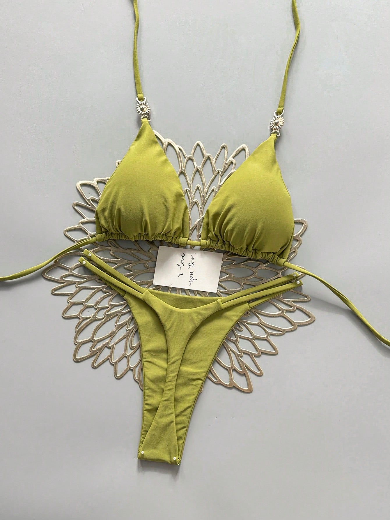 2pcs Casual Elegant Sexy Bohemian Floral Tie-Dye Trim Bikini Swimwear, Suitable For Beach & Holiday, Spring/Summer Vacation, For Her