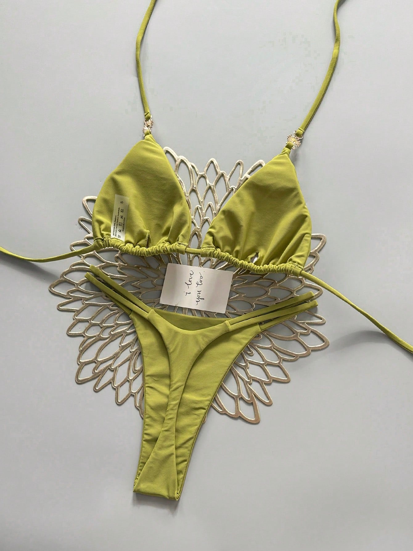 2pcs Casual Elegant Sexy Bohemian Floral Tie-Dye Trim Bikini Swimwear, Suitable For Beach & Holiday, Spring/Summer Vacation, For Her