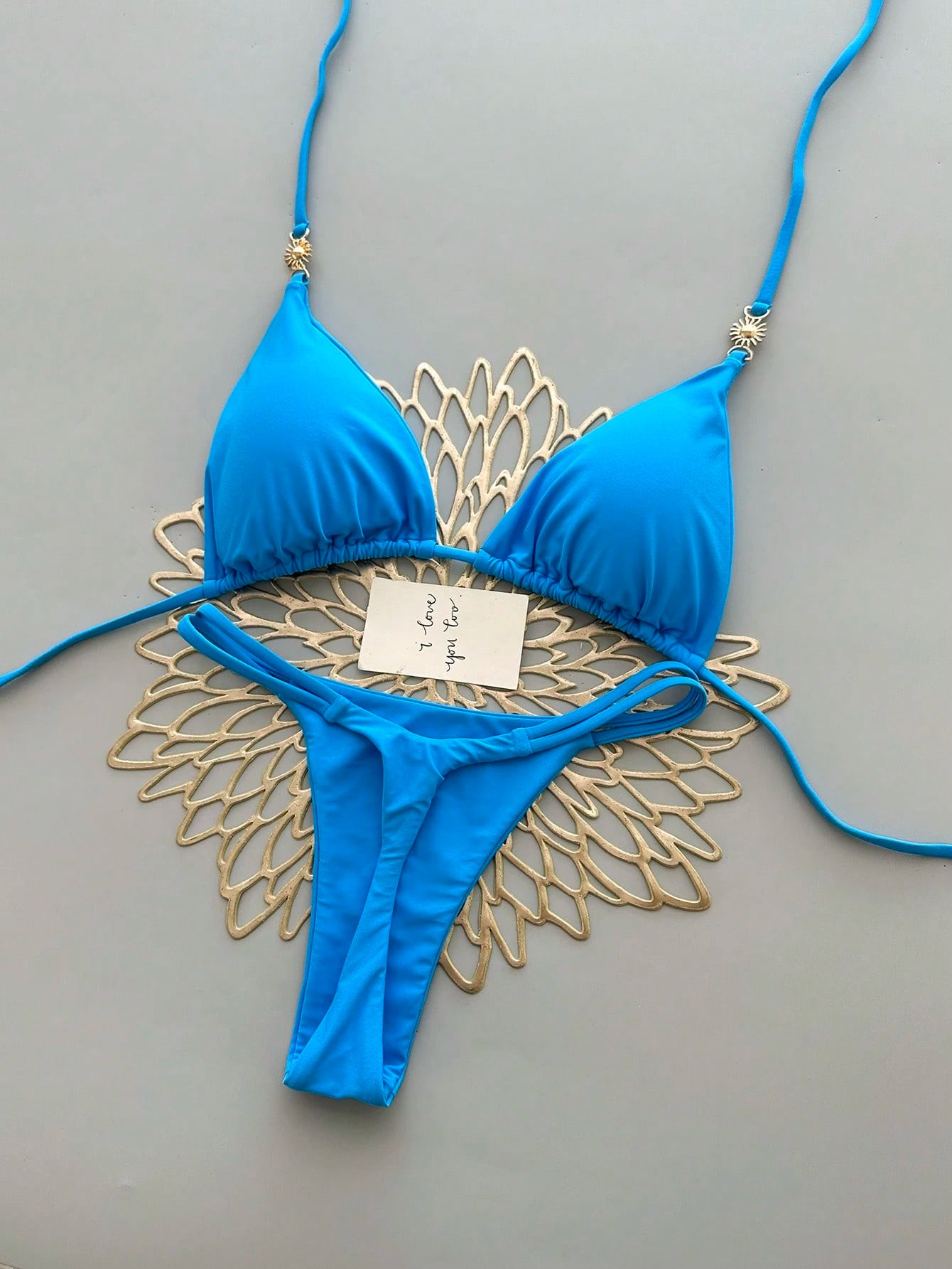 2pcs Casual Elegant Sexy Bohemian Floral Tie-Dye Trim Bikini Swimwear, Suitable For Beach & Holiday, Spring/Summer Vacation, For Her