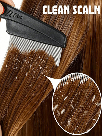 2pcs Dandruff Comb, Stainless Steel Fine Tooth Comb, Scalp Psoriasis Brush, Dandruff Brush, Head Lice Comb, Multi-Function Hair Brush For Scalp Massage, Suitable For Men, Women, And Children