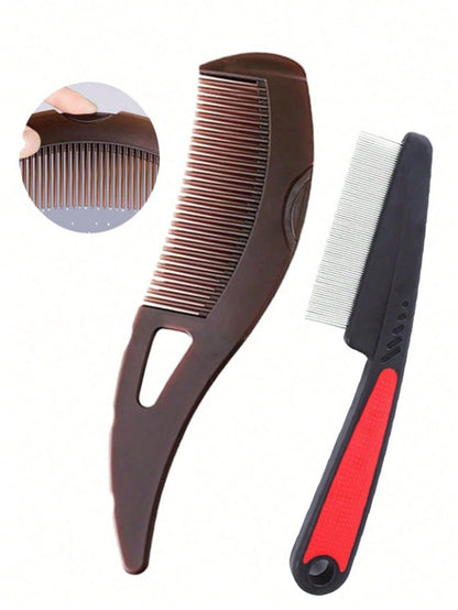 2pcs Dandruff Comb, Stainless Steel Fine Tooth Comb, Scalp Psoriasis Brush, Dandruff Brush, Head Lice Comb, Multi-Function Hair Brush For Scalp Massage, Suitable For Men, Women, And Children