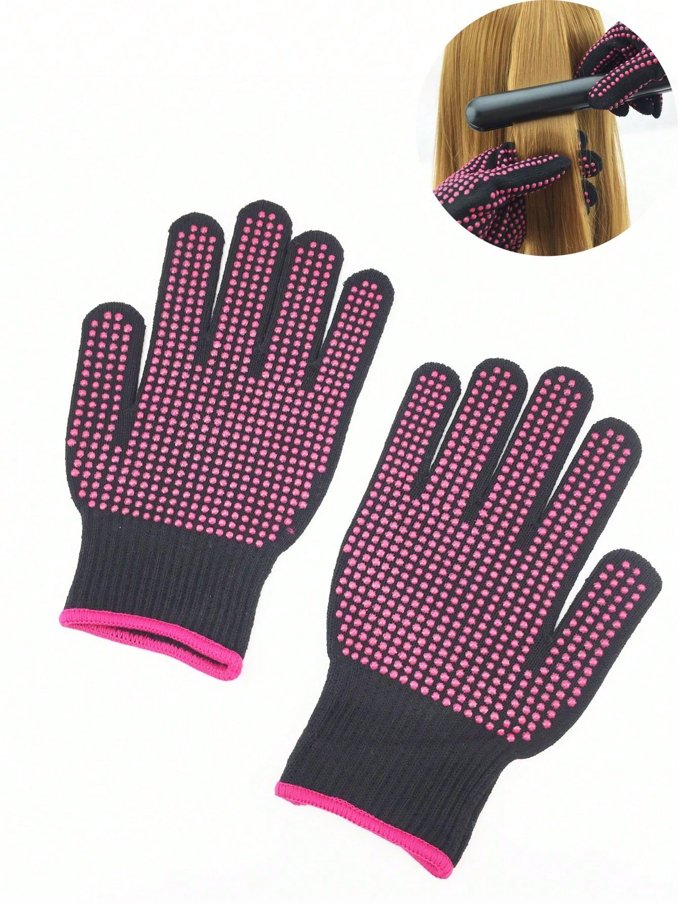 2pcs Hair Styling Tools Set With Curling Wand, Flat Iron, Heat-Resistant Glove, And Two-Sided Silicone Bead Comb For Curling, Straightening, Perming, Dyeing And Hairdressing, Hair Tools, Hair Products