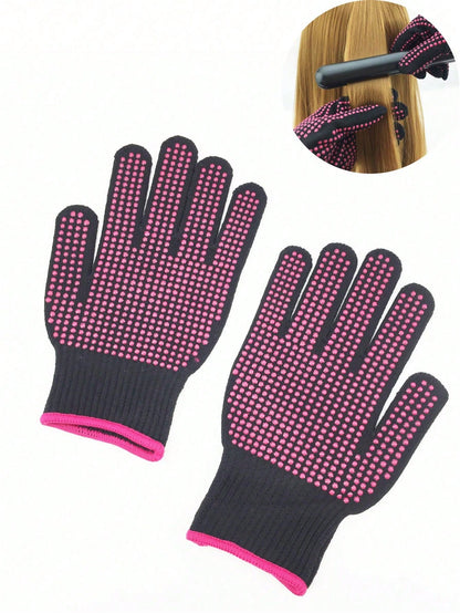 2pcs Hair Styling Tools Set With Curling Wand, Flat Iron, Heat-Resistant Glove, And Two-Sided Silicone Bead Comb For Curling, Straightening, Perming, Dyeing And Hairdressing, Hair Tools, Hair Products