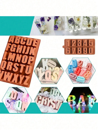 2pcs Large English Letter Silicone Molds, Can Make Candy A-Z Large Letters| Size 0-9, Birthday Party Decoration