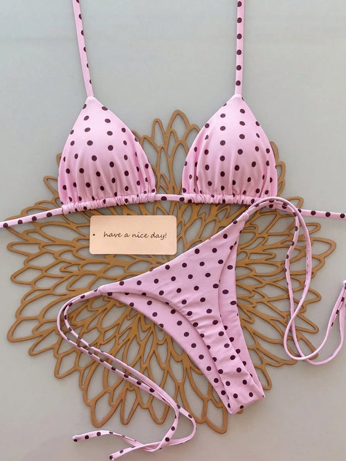 2pcs Leopard Print Halter Tie Sexy Bikini Swimwear For Women, Suitable For Spring & Summer Vacation Beach, Resort Wear, Vacationcore