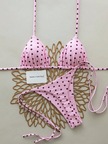 2pcs Leopard Print Halter Tie Sexy Bikini Swimwear For Women, Suitable For Spring & Summer Vacation Beach, Resort Wear, Vacationcore