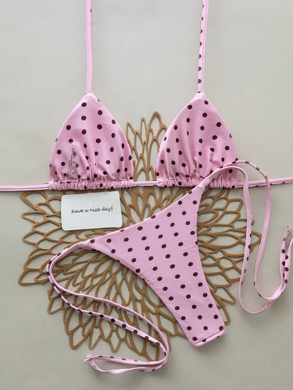 2pcs Leopard Print Halter Tie Sexy Bikini Swimwear For Women, Suitable For Spring & Summer Vacation Beach, Resort Wear, Vacationcore