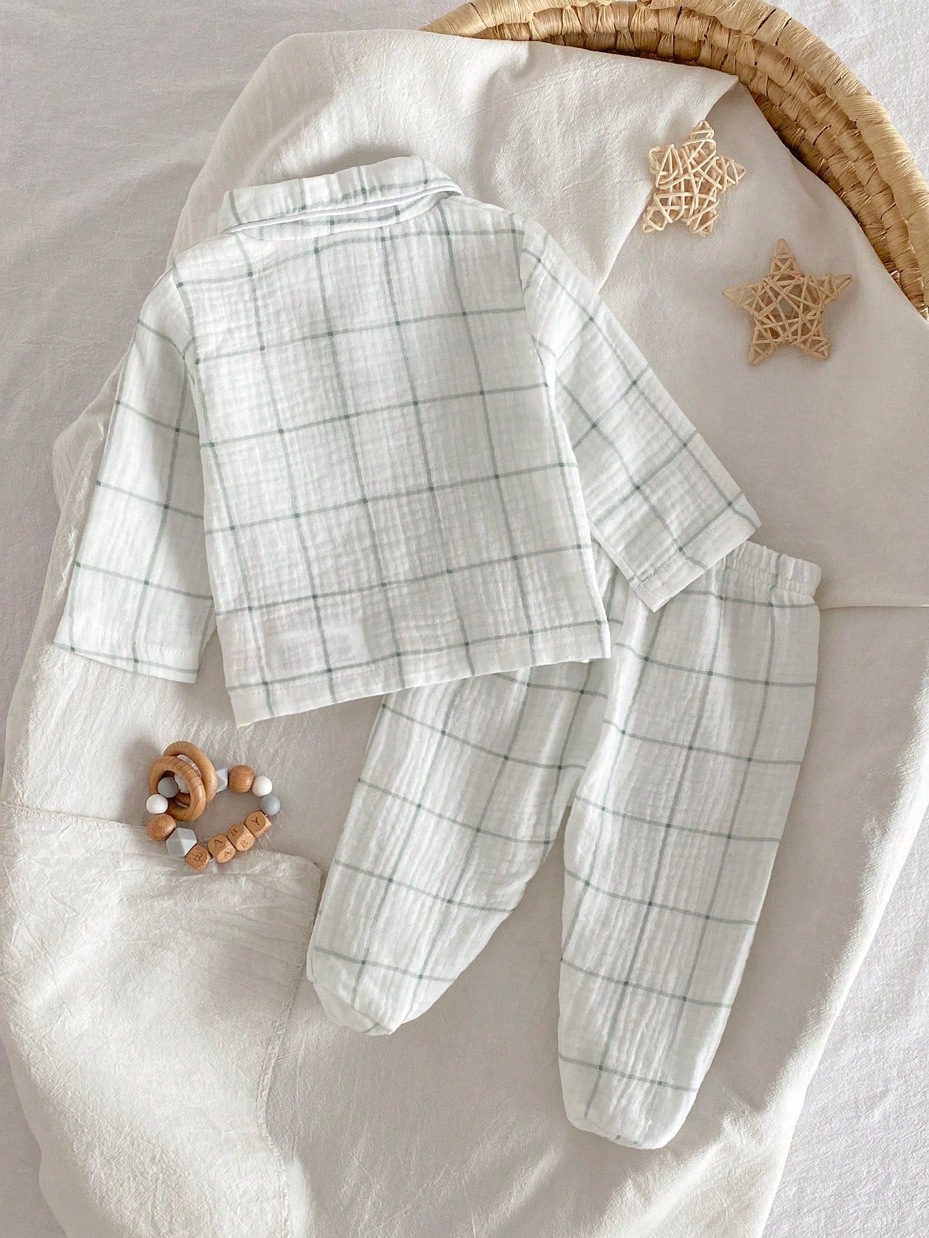 2pcs Newborn Woven Double-Layer Crinkle Fabric Long Sleeve Footed Pants, Autumn Comfortable Soft All-Season Versatile Fashion, Best Gift For Newborns