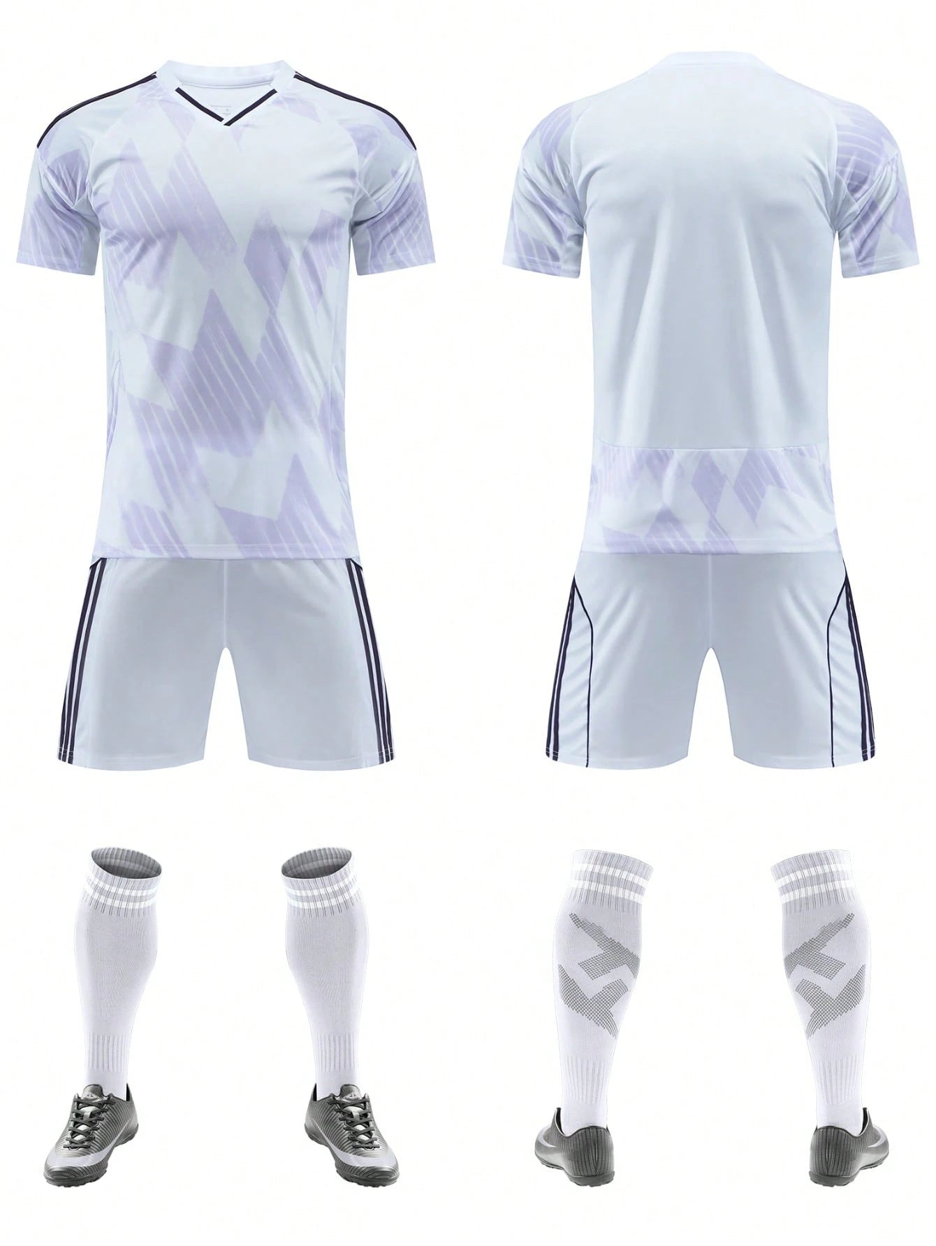 2pcs Personalized 26 Season Away Men's Soccer Jersey- Custom Name, Number & Logo Short Sleeve T-Shirt + Shorts Sports Set. Gift
