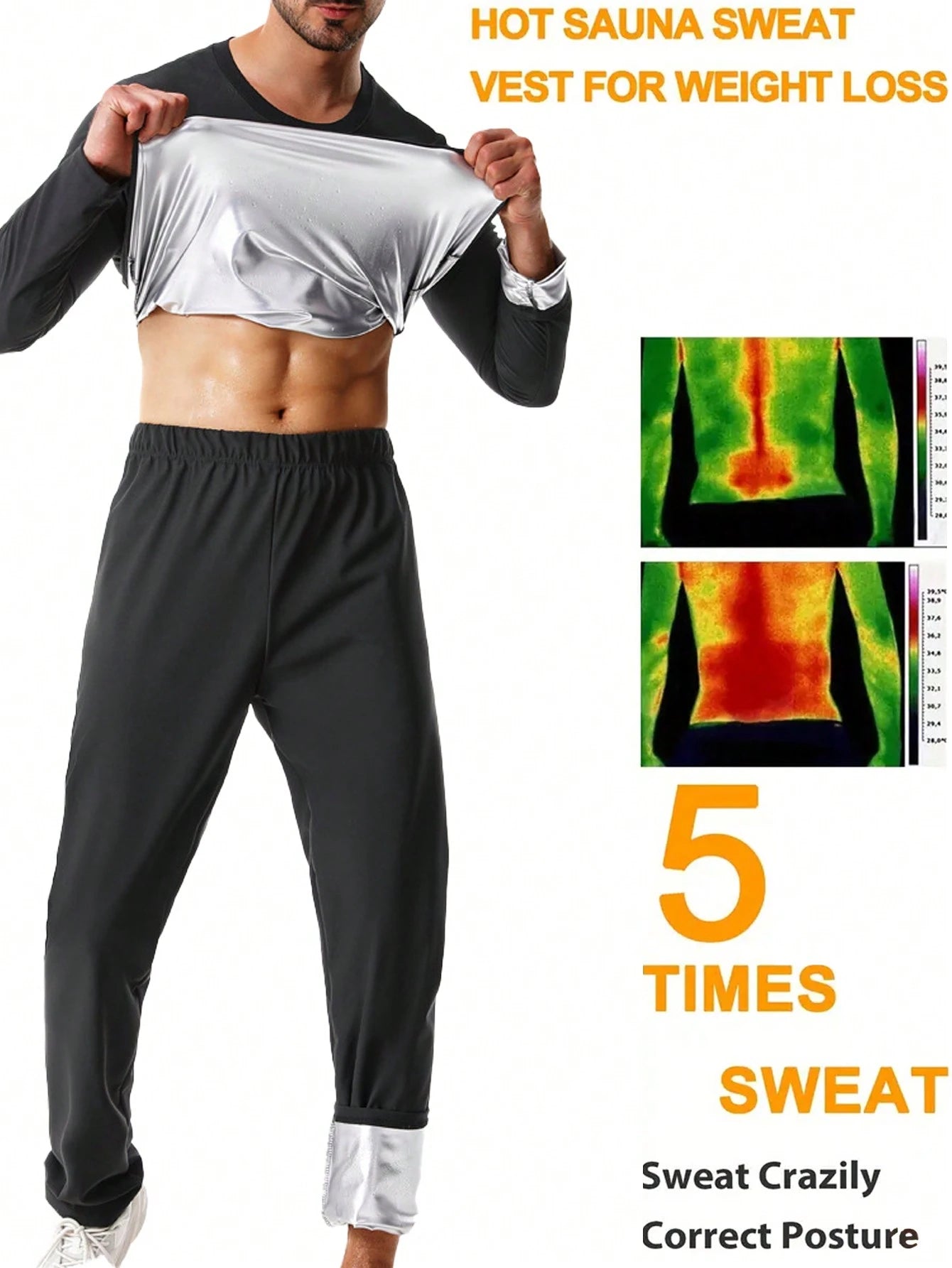 2pcs/Set 2024 New Men's Outdoor Running/Fitness Long Sleeve Top + Long Pants, Sweat Suit, With Zipper Waistband Fall