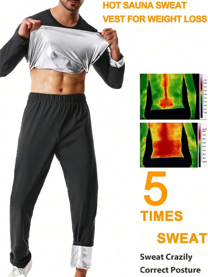 2pcs/Set 2024 New Men's Outdoor Running/Fitness Long Sleeve Top + Long Pants, Sweat Suit, With Zipper Waistband Fall