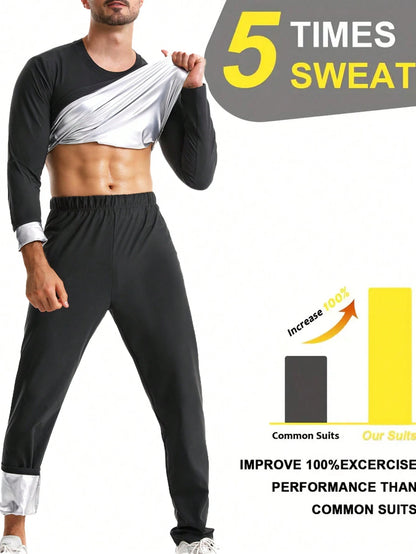 2pcs/Set 2024 New Men's Outdoor Running/Fitness Long Sleeve Top + Long Pants, Sweat Suit, With Zipper Waistband Fall