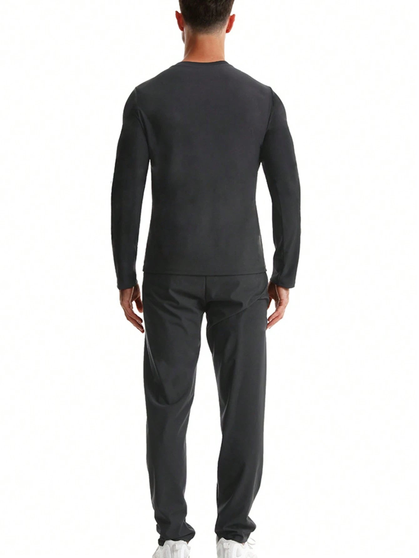 2pcs/Set 2024 New Men's Outdoor Running/Fitness Long Sleeve Top + Long Pants, Sweat Suit, With Zipper Waistband Fall