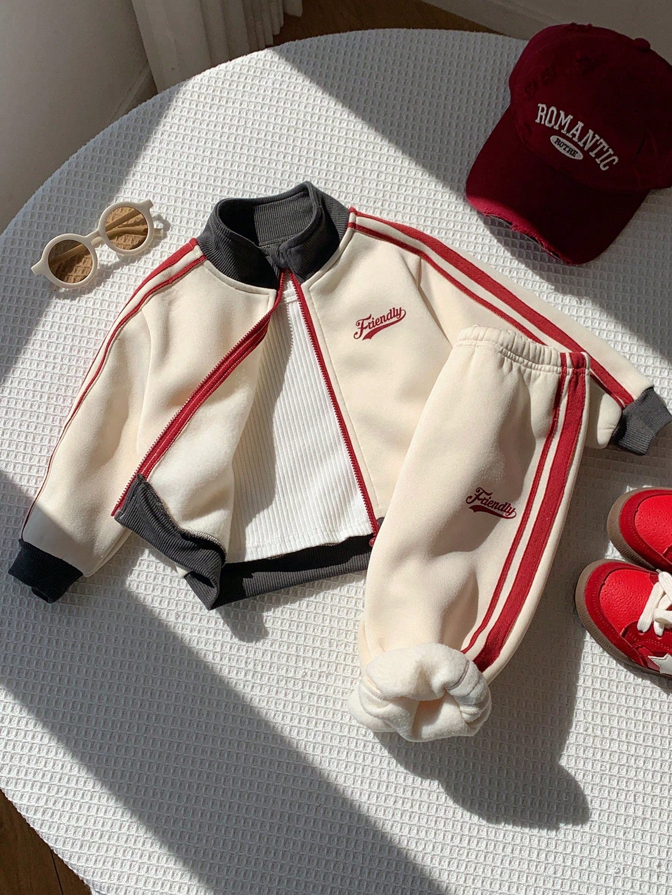 2pcs/Set Baby Boy Autumn/Winter Cute Colorblock Sporty Stand Collar Jacket & Pants Set, Infant Outfit, Autumn/Winter Set