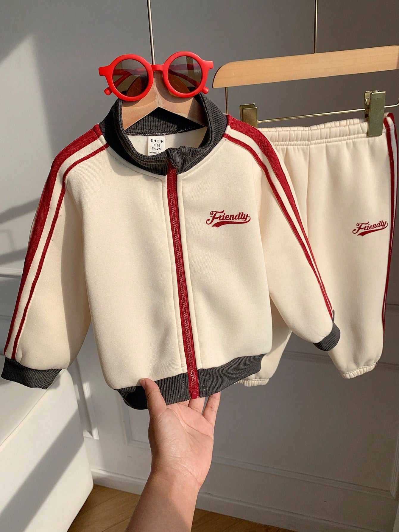 2pcs/Set Baby Boy Autumn/Winter Cute Colorblock Sporty Stand Collar Jacket & Pants Set, Infant Outfit, Autumn/Winter Set