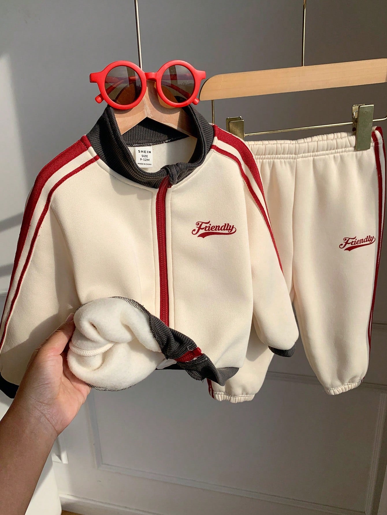 2pcs/Set Baby Boy Autumn/Winter Cute Colorblock Sporty Stand Collar Jacket & Pants Set, Infant Outfit, Autumn/Winter Set
