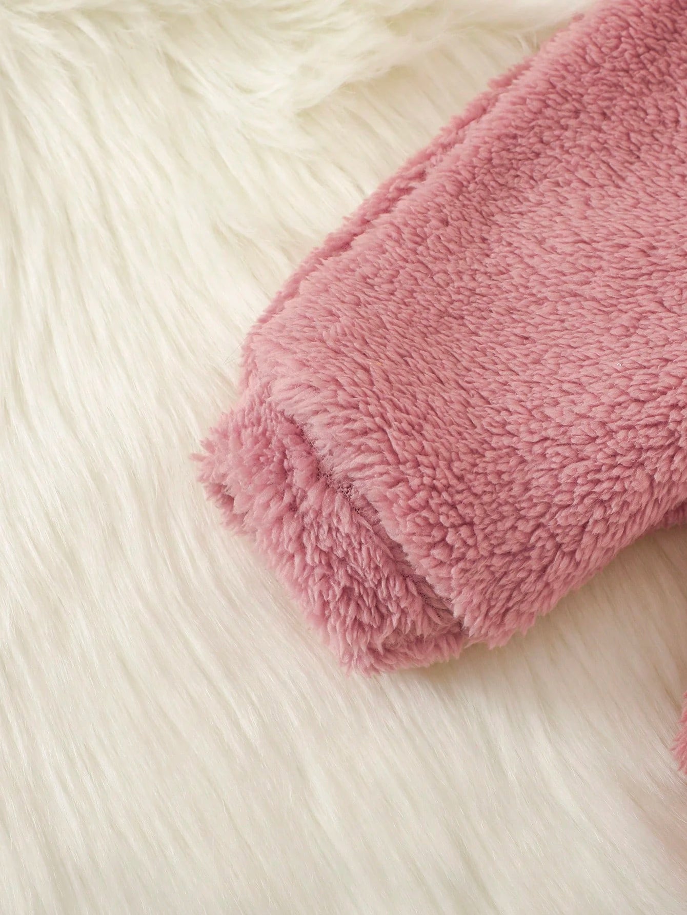 2pcs/Set Baby Girl Newborn Autumn/Winter Dusty Pink Soft Cute Playful Style Thick Coral Fleece 2 Pieces Set Applique Embroidery Cartoon Bear Top Pants