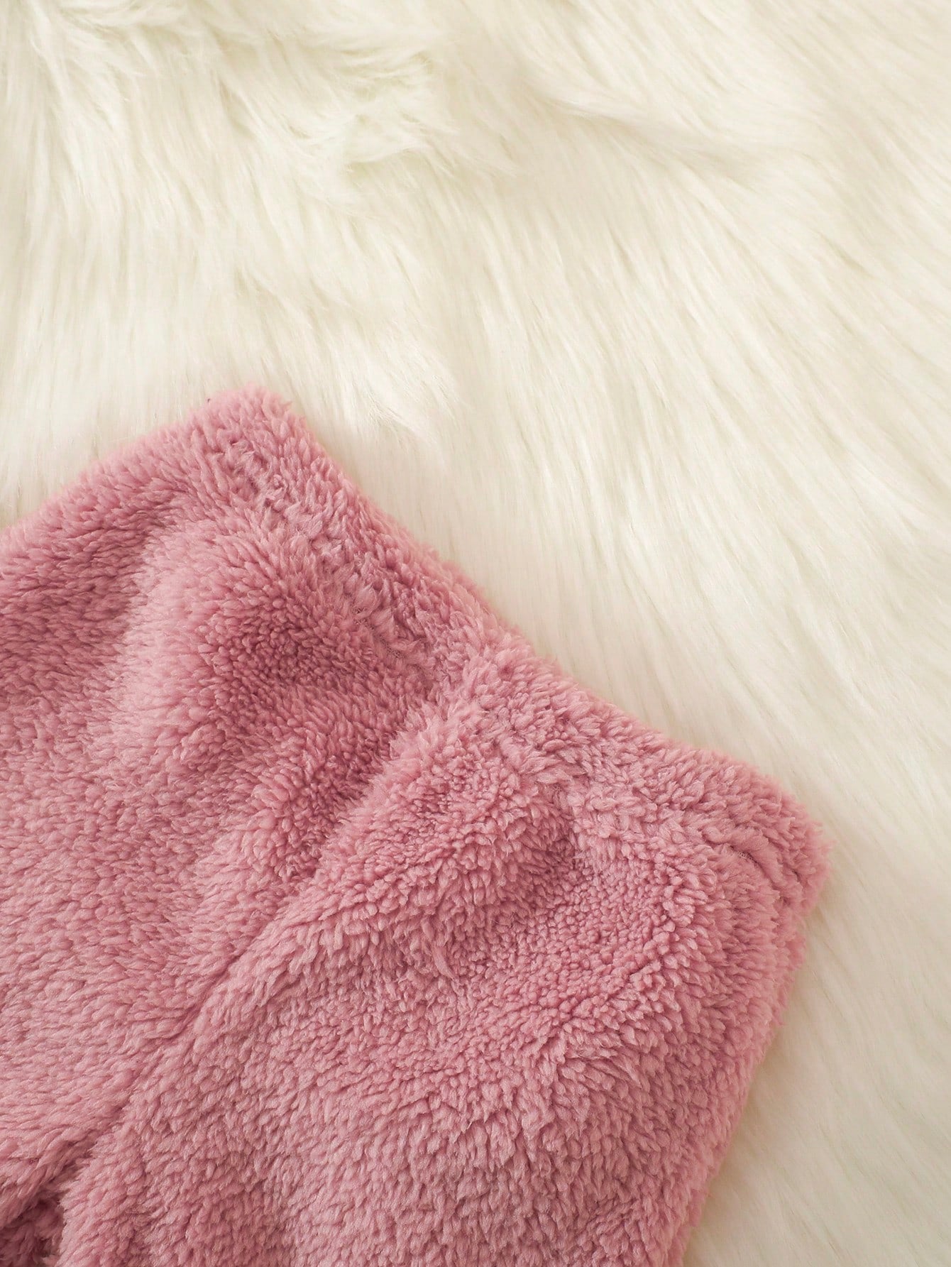 2pcs/Set Baby Girl Newborn Autumn/Winter Dusty Pink Soft Cute Playful Style Thick Coral Fleece 2 Pieces Set Applique Embroidery Cartoon Bear Top Pants
