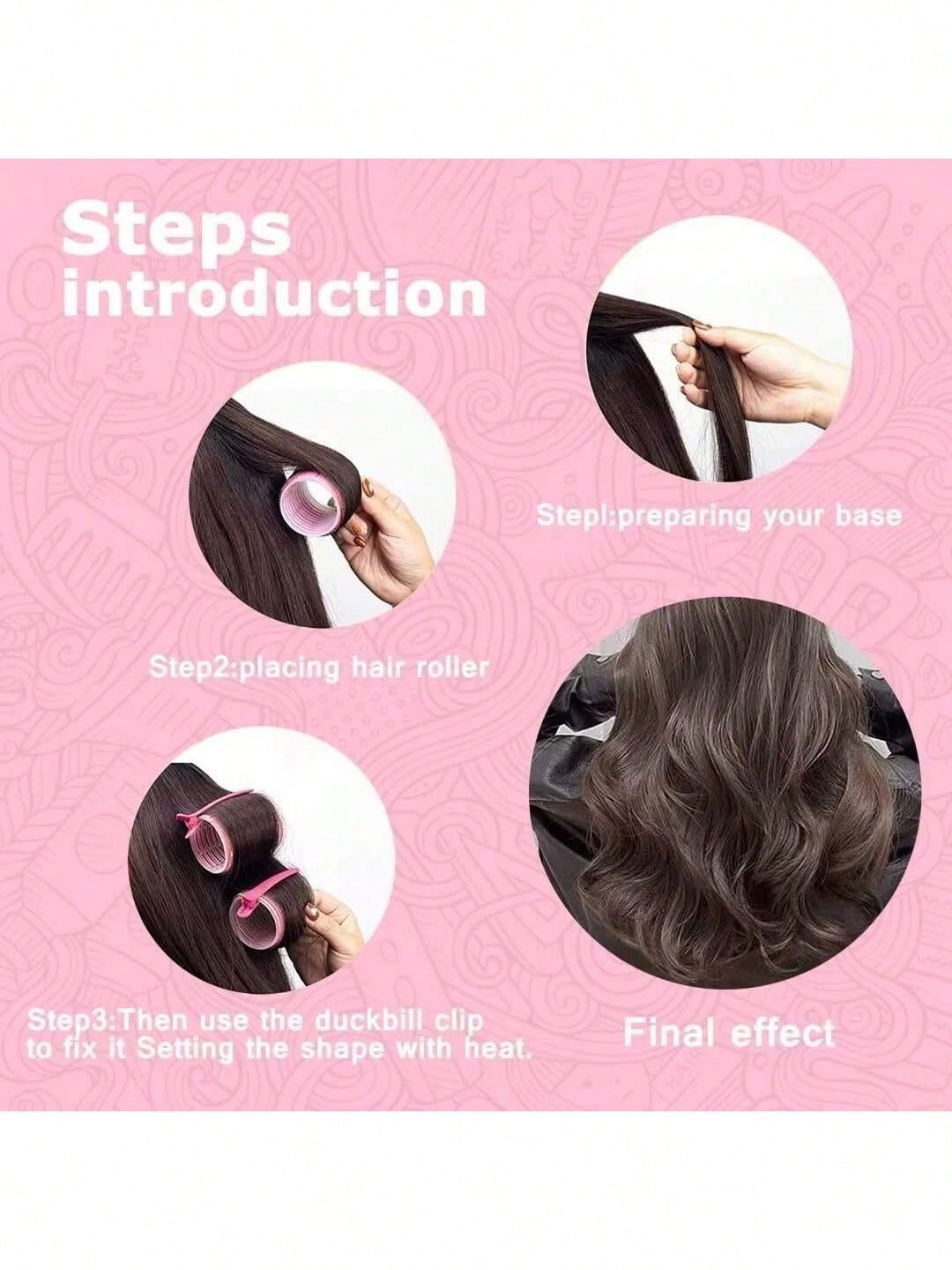 2pcs/Set Hair Curlers, 12pcs Hair Rollers, Suitable For Long, Medium, Short Hair, Large, Medium, Small Self-Adhesive Hair Curlers, With 12pcs Hair Rollers, 1pc Hair Clip, 1pc Makeup Bag And 1pc Hair C