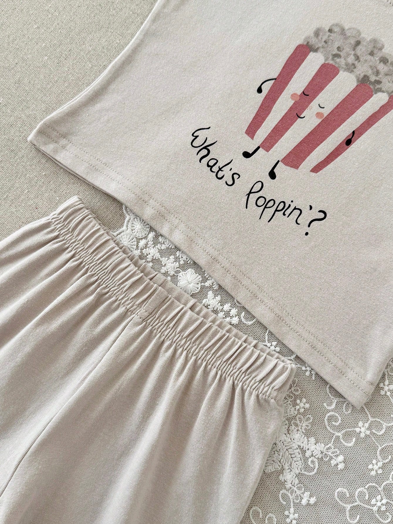 2pcs/Set Infants & Toddlers Food Print Short Sleeve T-Shirt And Shorts Set, Summer