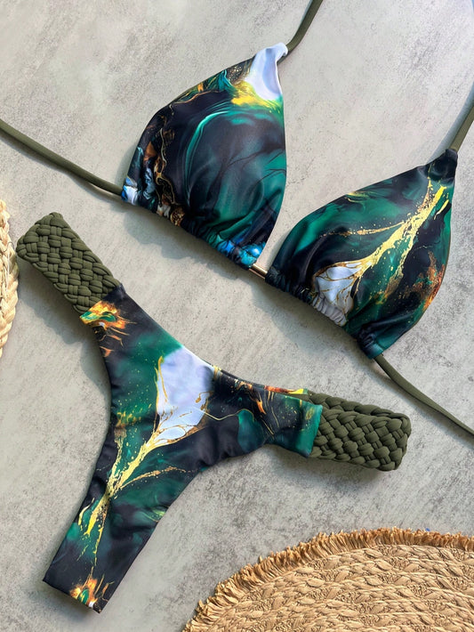 2pcs/Set New Braided Brazilian Bikini Sexy Swimwear For Women, Summer Beach Wear Vacation