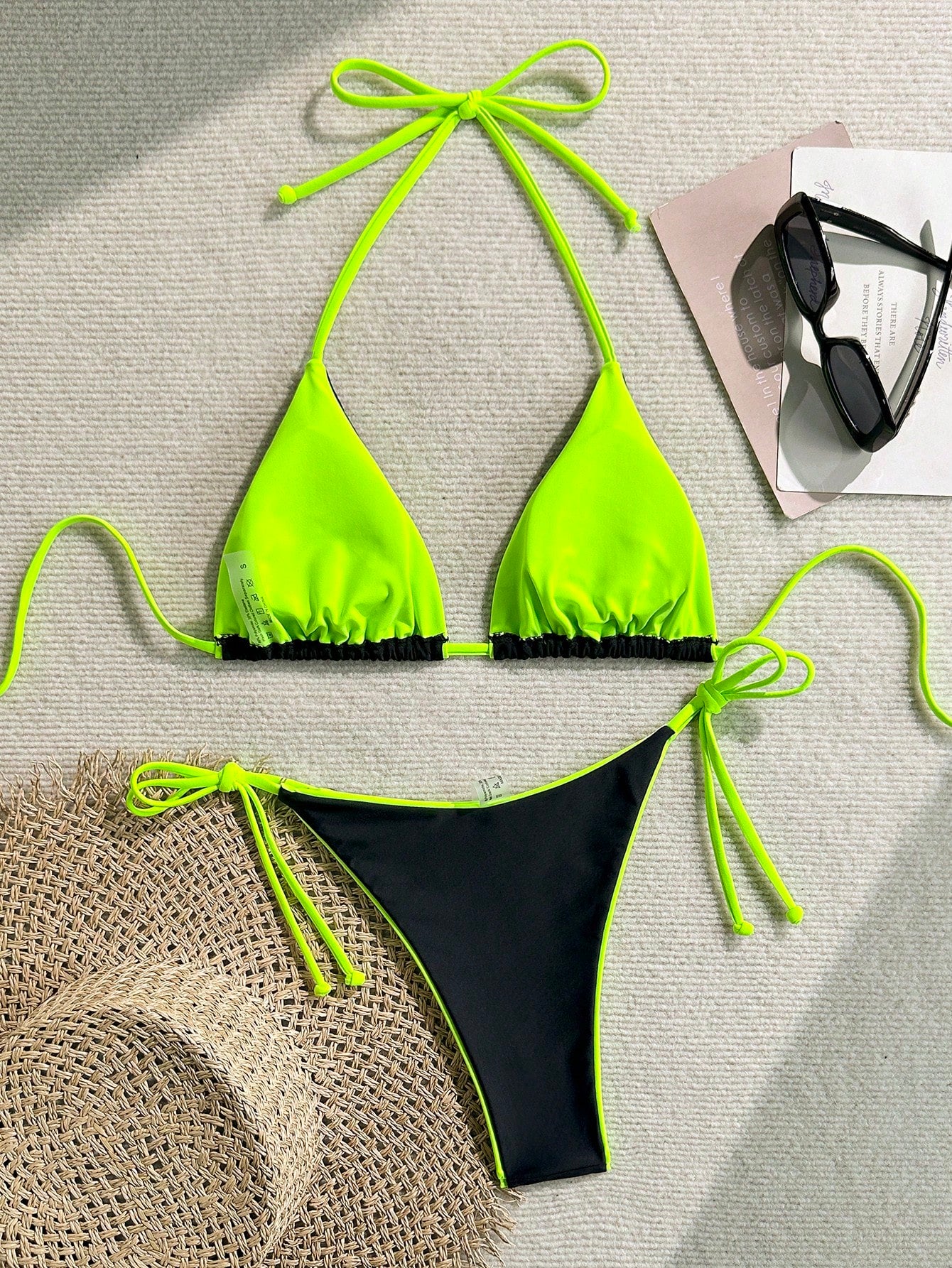 2pcs/Set Women Leopard Print Spaghetti Strap Tie Sexy Bikini Set, Suitable For Beach Vacation And Halloween Wear, Summer 2025