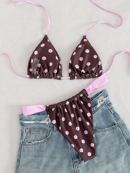 2pcs/Set Women's Summer Beach Swimwear Random Floral Print Spaghetti Strap Sexy Bikini Set, Suitable For Summer, Valentine's Day, Beach, Vacation, Carnival, Casual Daily, Fashionable And Elegant, Summ