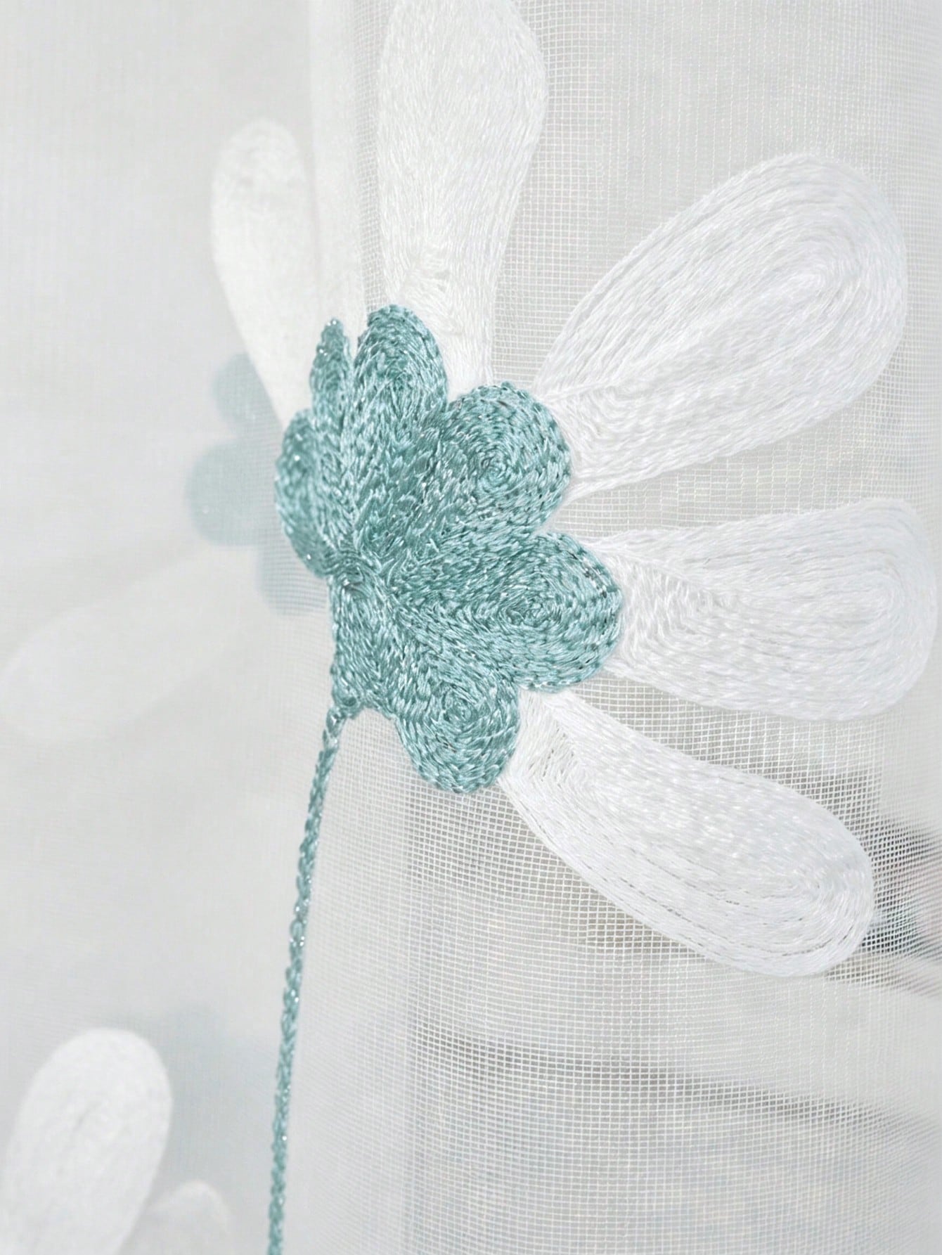 2pcs White Semi-Transparent Embroidered Floral Pattern Curtains, Lightweight And Durable, Suitable For Baby Shower Decoration, Gender Reveal Decoration, Children's Room Decoration