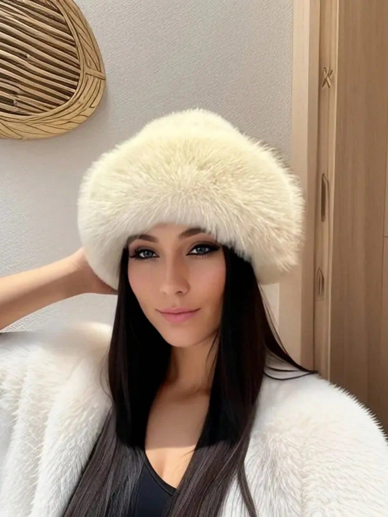 2pcs Women's Faux Mink Fur Bucket Hat, Autumn/Winter Warm Earflap Mongolian Hat, Large Head Circumference, Versatile Premium Plush