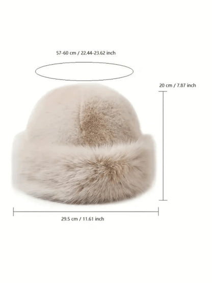 2pcs Women's Faux Mink Fur Bucket Hat, Autumn/Winter Warm Earflap Mongolian Hat, Large Head Circumference, Versatile Premium Plush