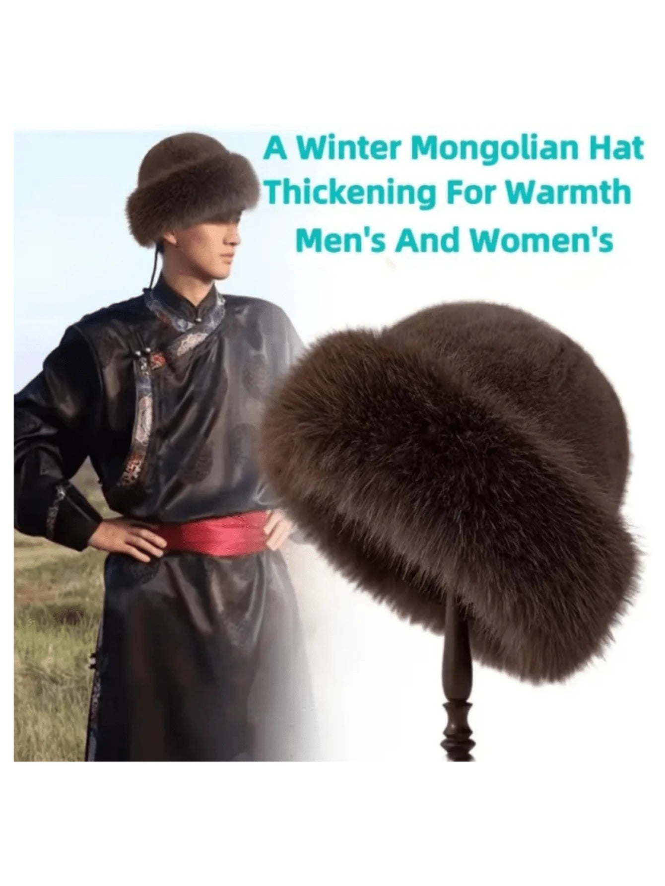 2pcs Women's Faux Mink Fur Bucket Hat, Autumn/Winter Warm Earflap Mongolian Hat, Large Head Circumference, Versatile Premium Plush