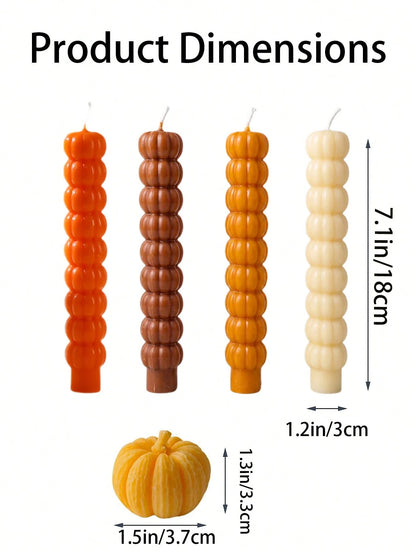 3/1pc Unscented Pumpkin Shaped Taper Candles, Natural Soy Wax, Smokeless, Elegant Indoor Decor, Suitable For Wedding Decoration, Wedding Supplies, Bridesmaid Gifts, Birthday Gifts, Tabletop Decor, Par