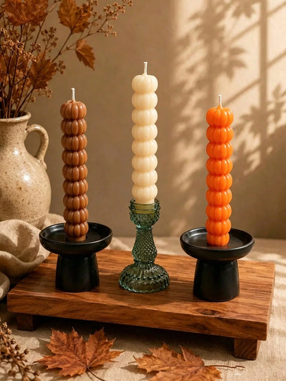 3/1pc Unscented Pumpkin Shaped Taper Candles, Natural Soy Wax, Smokeless, Elegant Indoor Decor, Suitable For Wedding Decoration, Wedding Supplies, Bridesmaid Gifts, Birthday Gifts, Tabletop Decor, Par