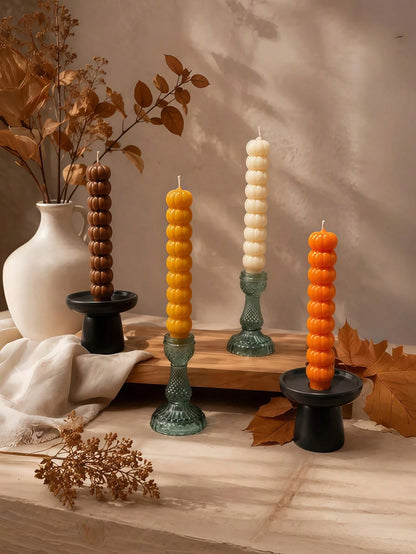 3/1pc Unscented Pumpkin Shaped Taper Candles, Natural Soy Wax, Smokeless, Elegant Indoor Decor, Suitable For Wedding Decoration, Wedding Supplies, Bridesmaid Gifts, Birthday Gifts, Tabletop Decor, Par