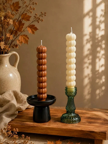 3/1pc Unscented Pumpkin Shaped Taper Candles, Natural Soy Wax, Smokeless, Elegant Indoor Decor, Suitable For Wedding Decoration, Wedding Supplies, Bridesmaid Gifts, Birthday Gifts, Tabletop Decor, Par