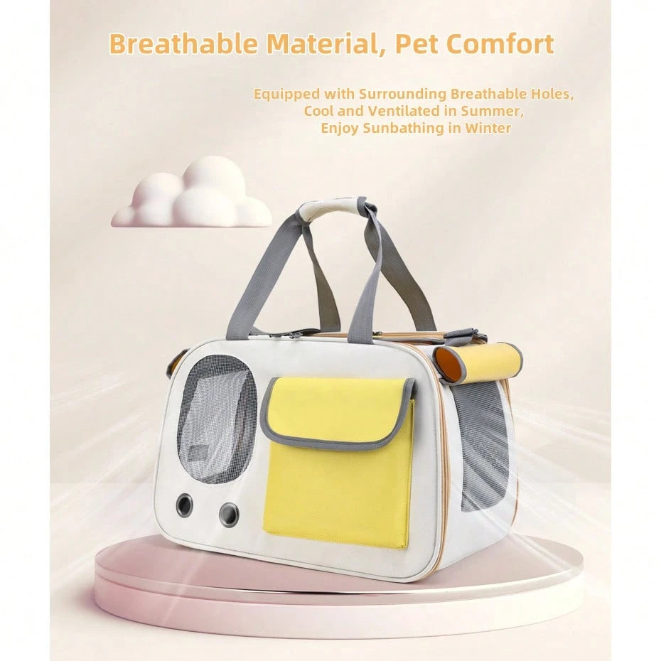 3-Color Pet Carrier Backpack, Large Breathable Portable Cat Bag, Handheld Single Shoulder Design For Outdoor Pet Travel
