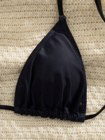 3-Piece Sexy Casual Halter Top, Featuring Hibiscus Floral Pattern Mesh Semi-Sheer Cover-Up, Side Tie Bikini Bottoms, Medium Elastic Fabric, Holiday Outfit Bikini Set, Suitable For Vacation Beach And P