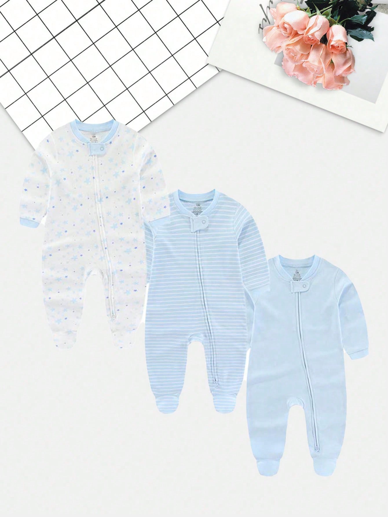 3 Pieces Baby Boy Girl 0-12months Fashion Long Sleeve Rompers Soft Newborn Clothes Autumn Winter