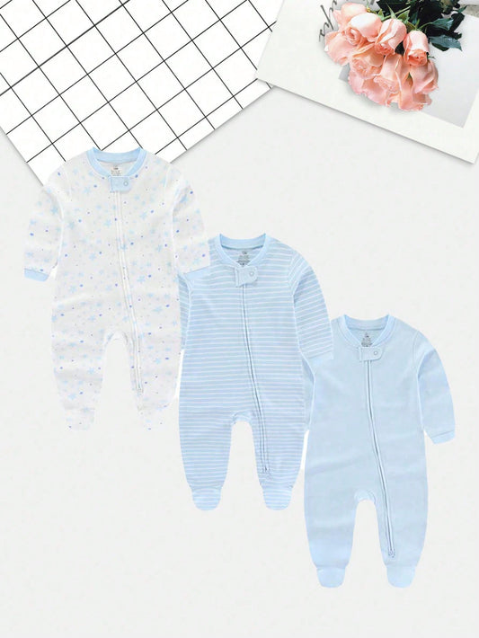 3 Pieces Baby Boy Girl 0-12months Fashion Long Sleeve Rompers Soft Newborn Clothes Autumn Winter